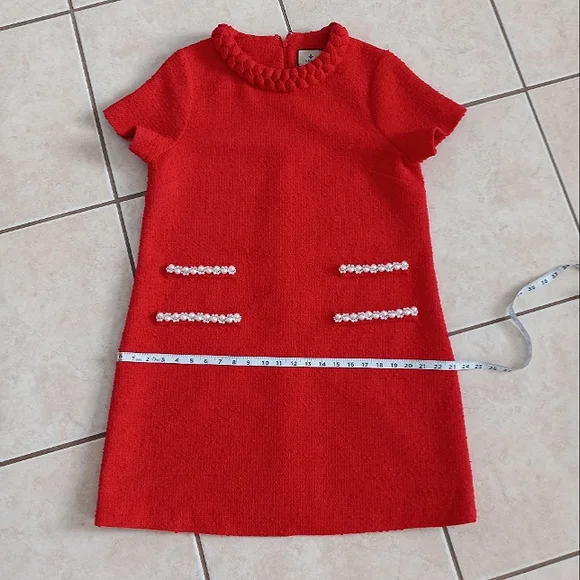 Tuckernuck Red Tweed Jackie Dress Pearl Embellishment L - Picture 14 of 16